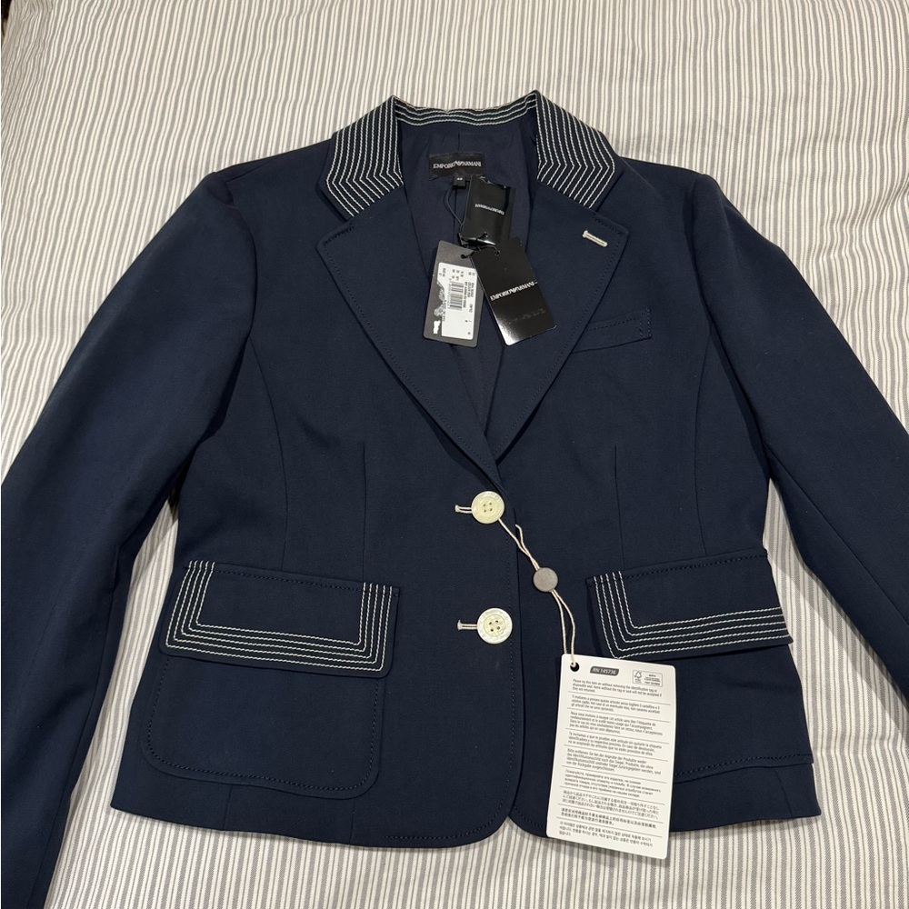 NWT Emporio Armani Dark Blue Blazer with Light Accents size 46 - Picture 7 of 9